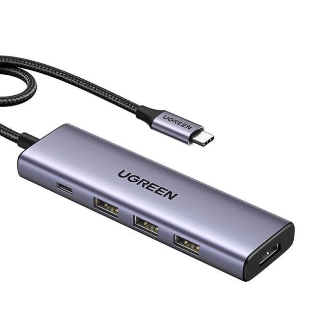 Концентратор UGREEN CM511 HDMI PD 100W 3 порта USB-A Grey (15597)