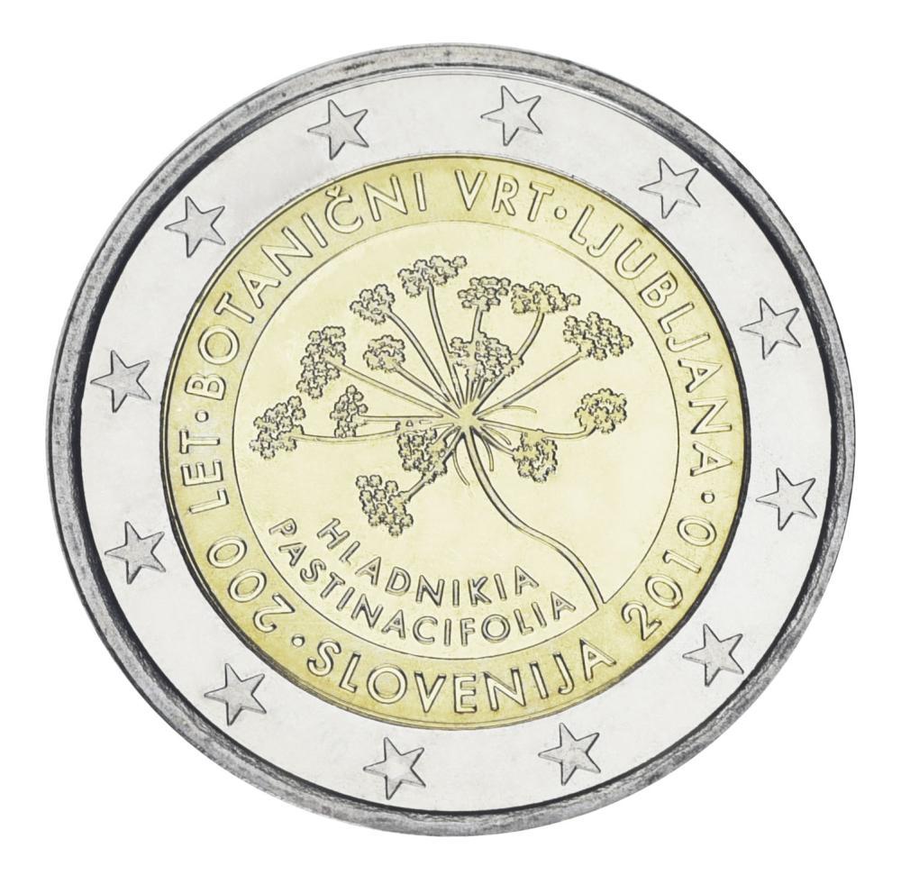 Колекційна монета Словенія 2 євро 2010 року 200 років ботанічному саду в Любляні UNC (KM#94)