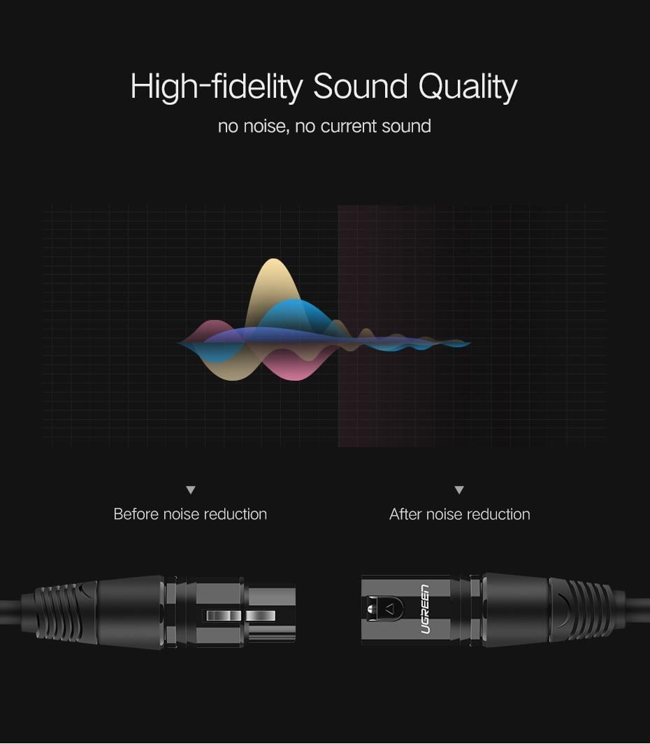 Кабель UGREEN XLR мама-XLR папа аудіо для мікшеру 5 м Чорний (20712) - фото 17