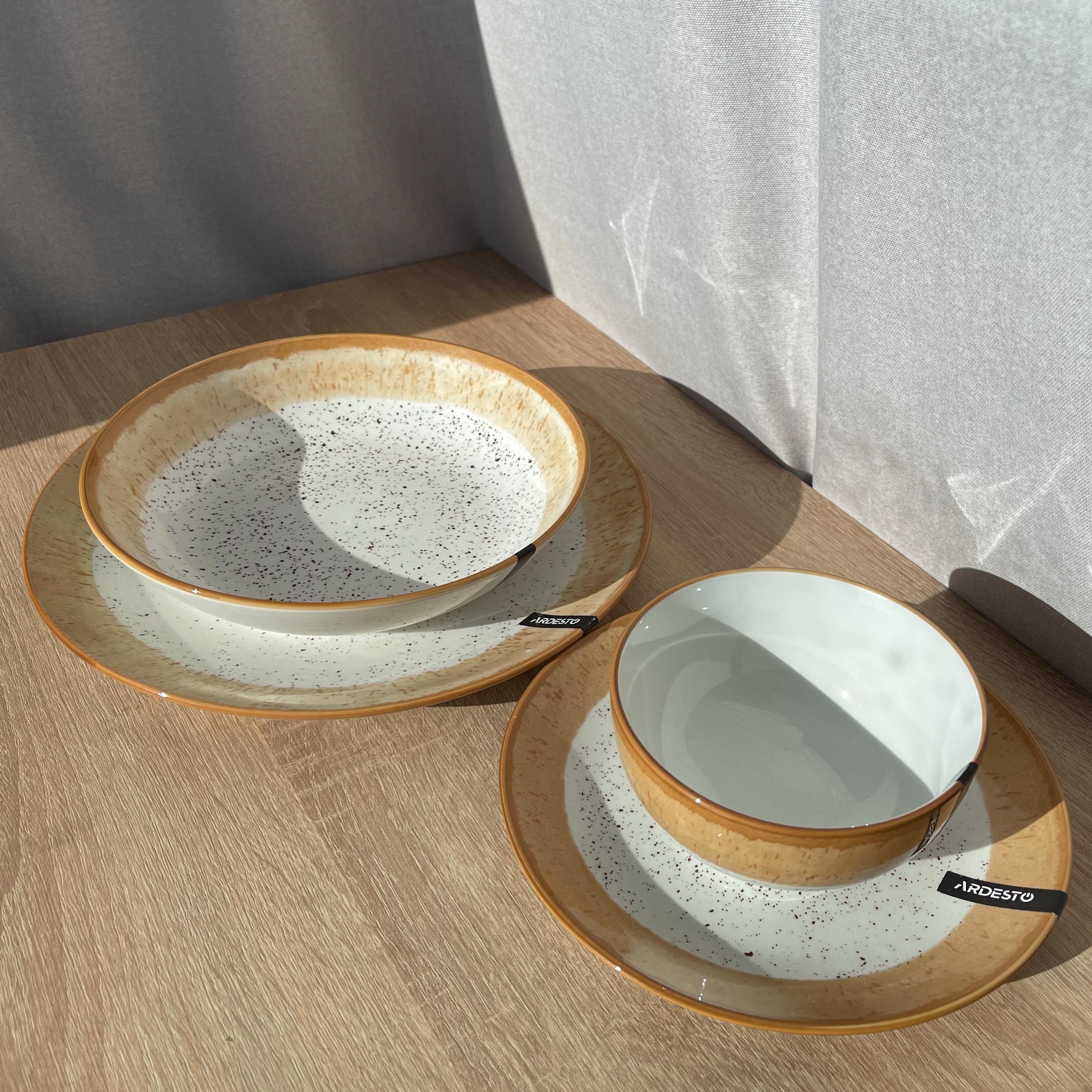 Столовый сервиз Ardesto Siena 4 предмета 1 персона фарфор Бело-оранжевый - фото 4