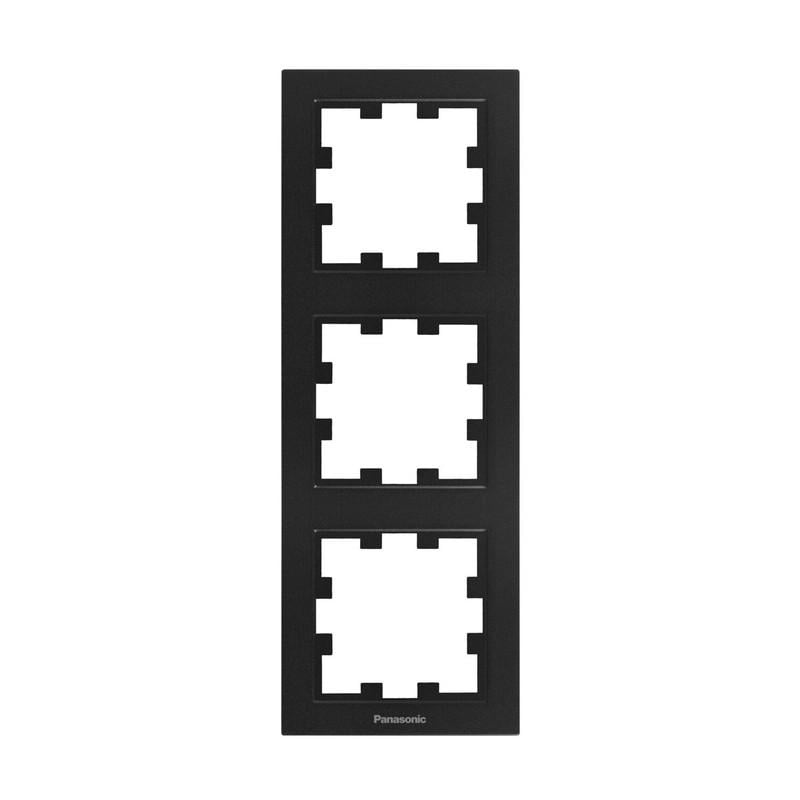 Рамка для розеток трехместная Panasonic Karre Plus 55 ABS вертикальная Черный (WDTF08132B UA1)