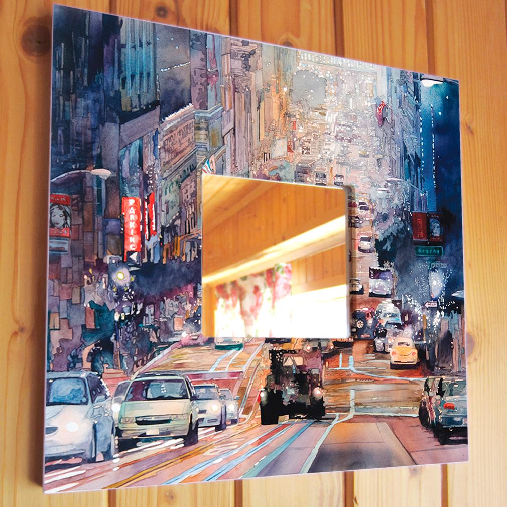 Зеркало декоративное картина "Американский мегаполис. США" 260х260 мм (M03643)