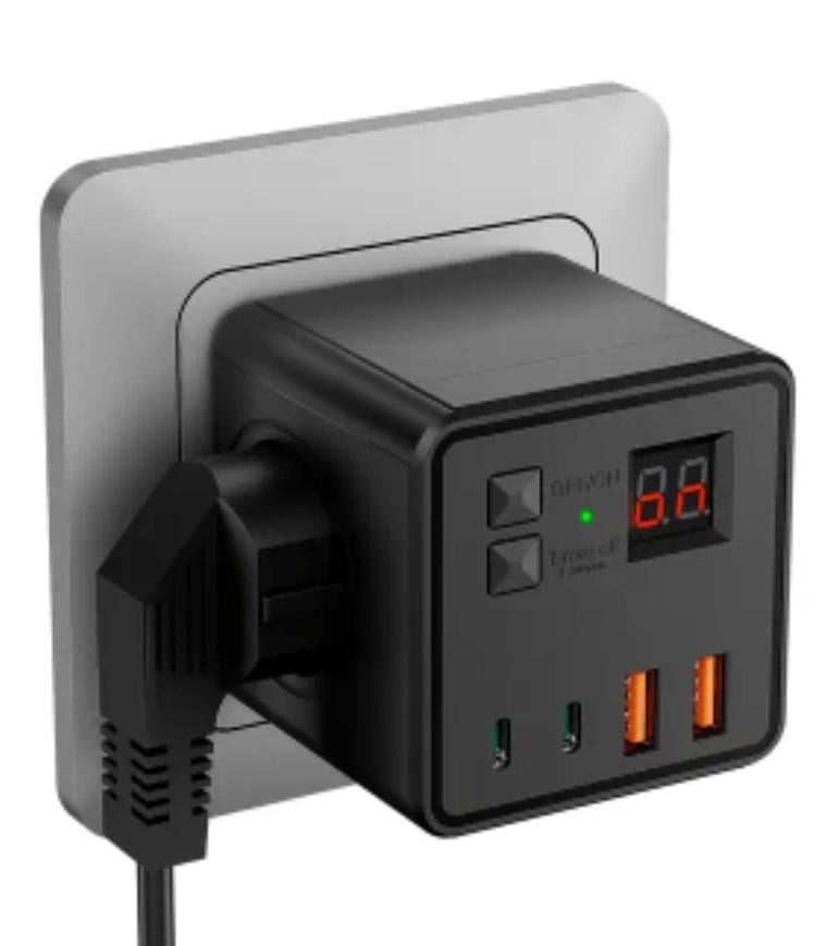 Подовжувач-розгалужувач 7в1 3x 250 В 10 А 4xUSB з вимикачем мережевий Чорний (2531068695) - фото 2