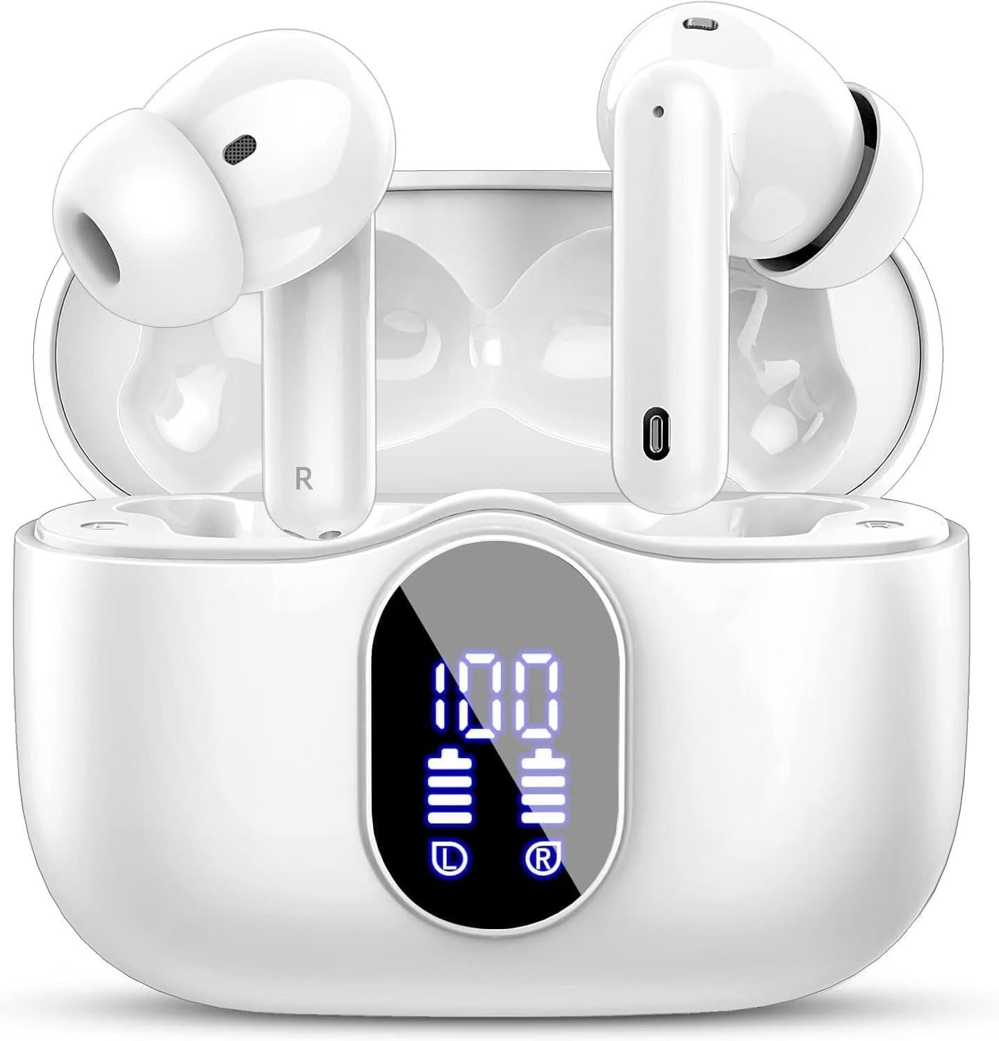 Наушники беспроводные Btootos A90 Pro Bluetooth 5.4 4 ENC-микрофоны до 36 часов LED-дисплей IP7 Белый (SKU-509)