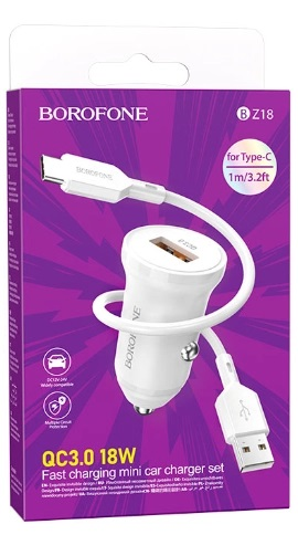 Зарядное устройство Borofone BZ18 Type-C QC3.0 White - фото 3