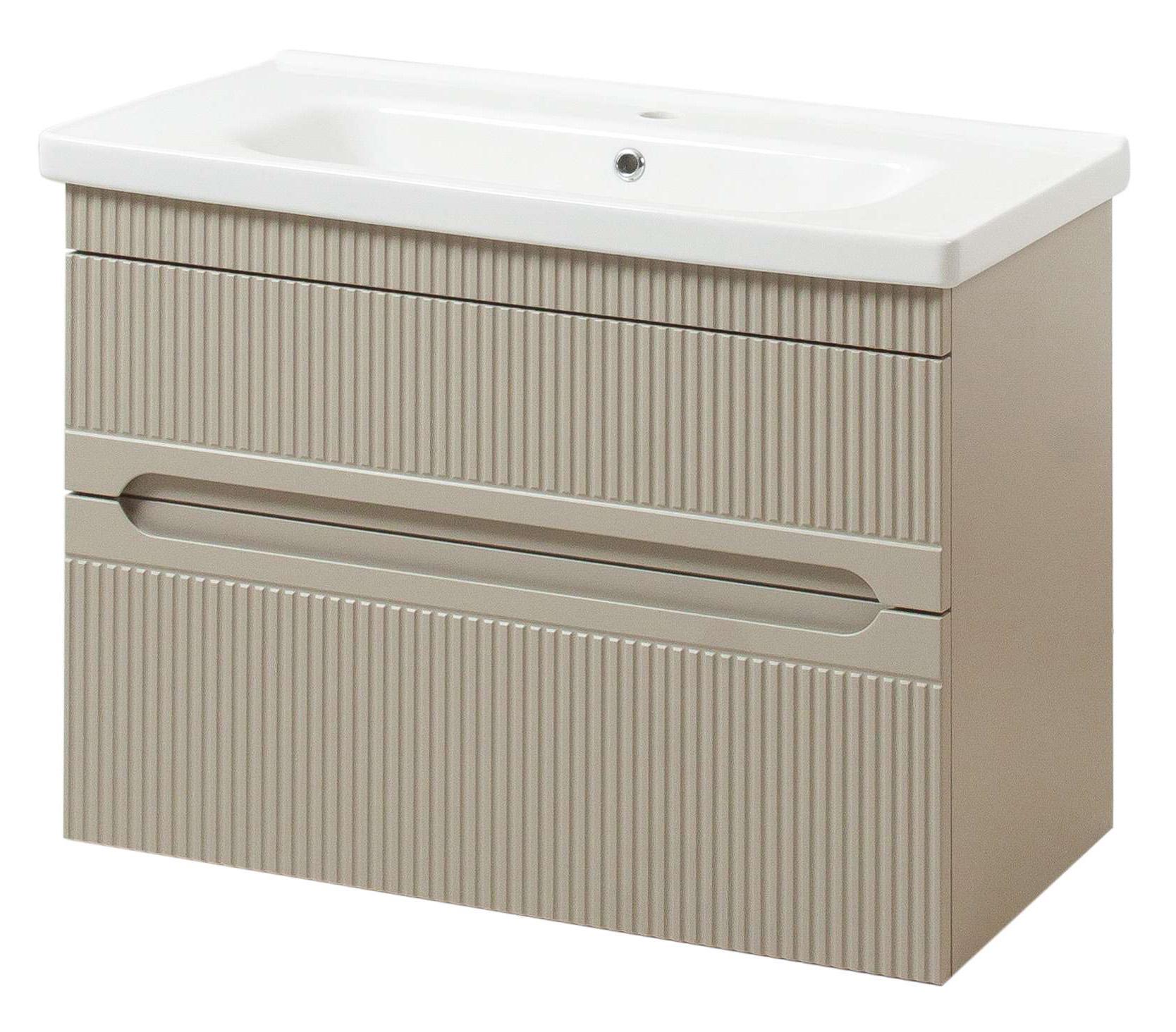 Тумба подвесная ЮВВІС Aria ТПБ-2 Д 65 см Мокко матовый/умывальник Fenova 65 см с 3 D эффектом