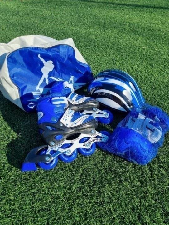 Набор детский ролики с защитой/шлемом/наколенниками S 28-33 см Синий - фото 3 Набор детский ролики с защитой/шлемом/наколенниками S 28-33 см Синий - фото 3