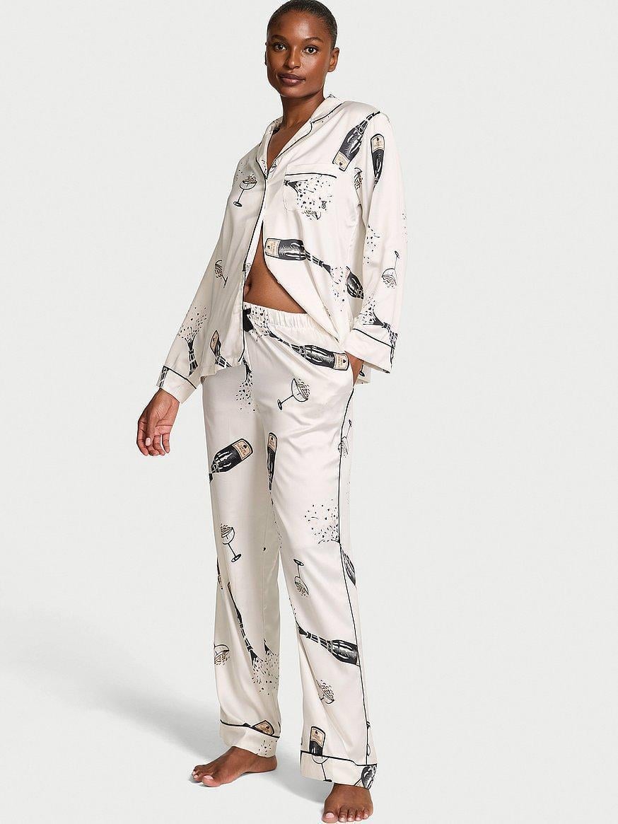 Пижама женская Victoria's Secret Signature Satin Long Pajama Set M Белый (3023996459)