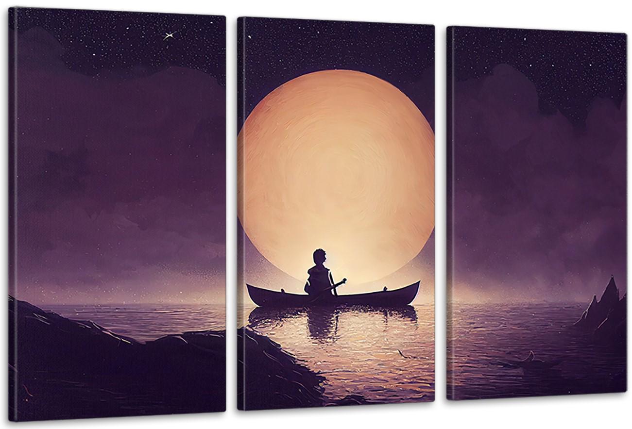 Картина модульная в гостиную/спальню Один в каноэ 100х150 см (ART-158_3A)