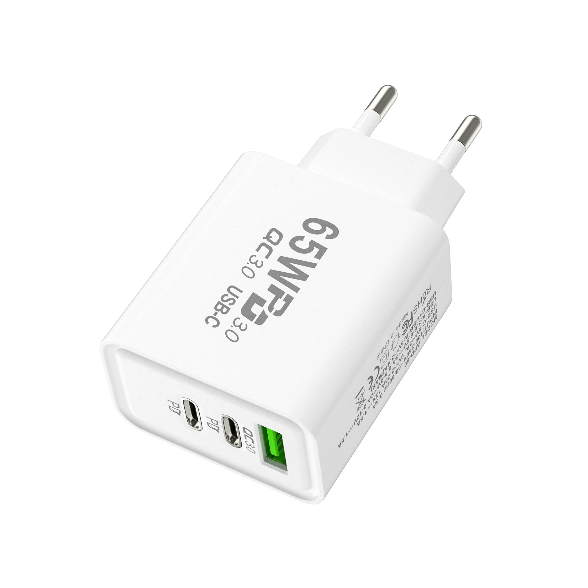 Зарядное устройство для ILEPO 65W быстрая зарядка для телефона/планшета 1 USB + 2 Type-C White (19021)