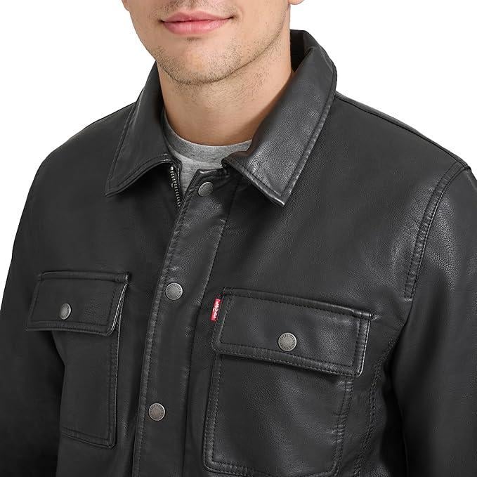 Куртка чоловіча демісезонна Levi's Buffed Cow Faux Leather 232672216 зі штучної шкіри M Чорний (2838845469) - фото 3 Куртка чоловіча демісезонна Levi's Buffed Cow Faux Leather 232672216 зі штучної шкіри M Чорний (2838845469) - фото 3