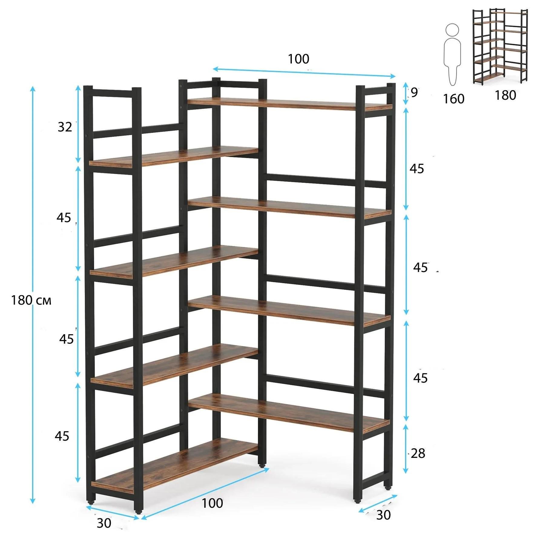 Стеллаж угловой MSM Tribesigns 3 8-ярусный (K0067) - фото 5 Стеллаж угловой MSM Tribesigns 3 8-ярусный (K0067) - фото 5