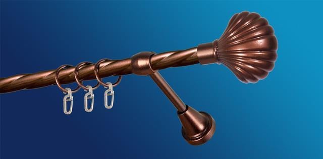 Карниз для шторы Plastidea Ракушка металлический витой одинарный с крючками D 16 мм 180 см Медь