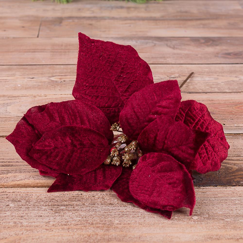 Головка пуансетии бархатная 23 см (2353-2)