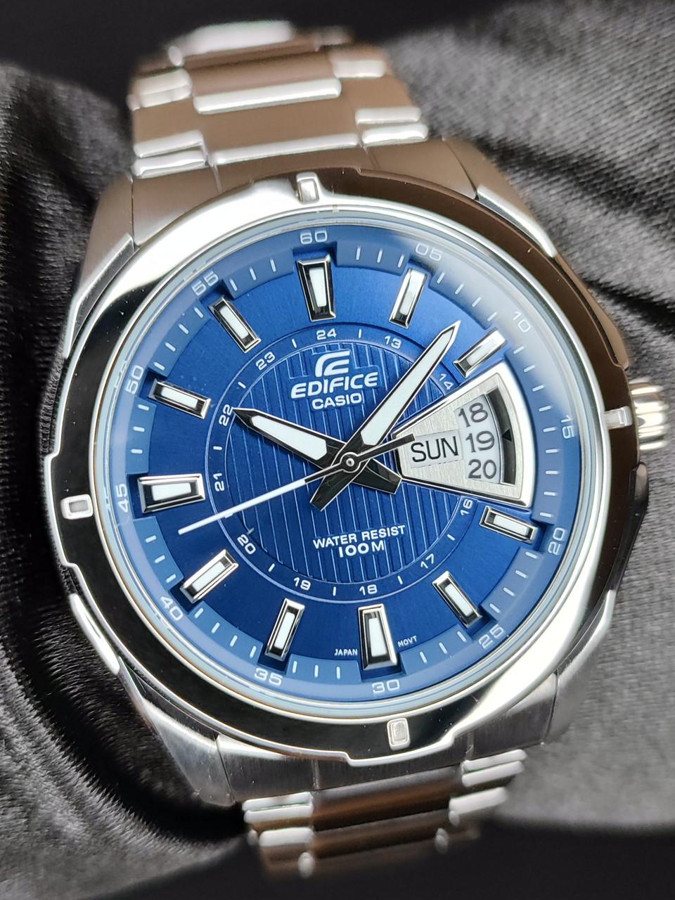 Наручний годинник чоловічий Casio EF-129D-2A Edifice з сталевим корпусом/водозахистом 100 м Синій (2742513696)