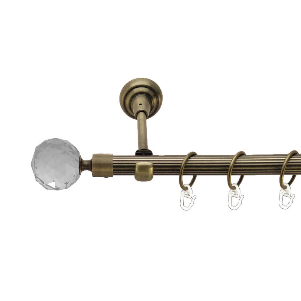 Карниз металлический Orvit Люмиера однорядный открытый/рифленая труба/кольцо металлическое Антик 19 мм 160 см (00-00017265)