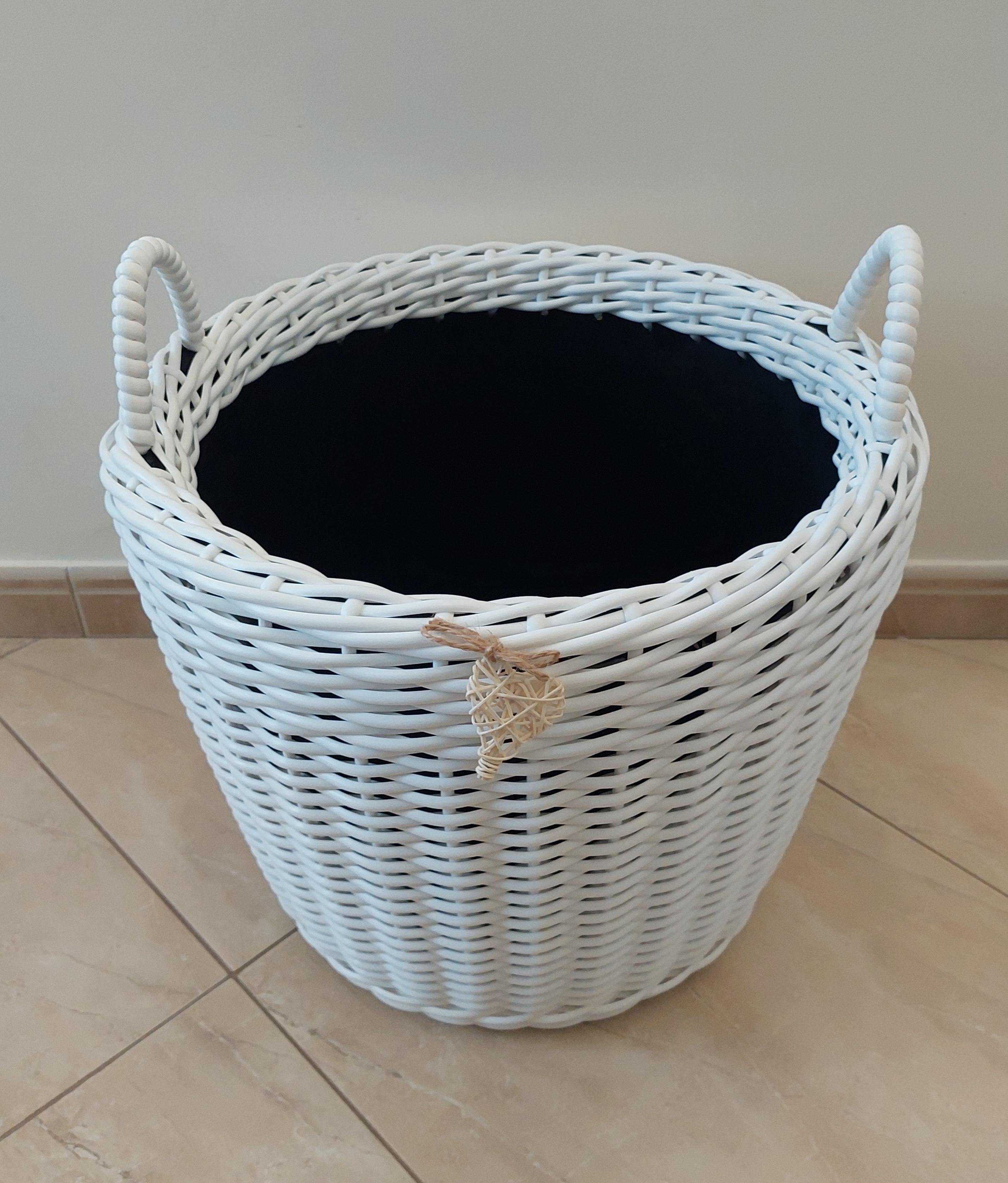 Кошик з ручками із штучного ротангу ручної роботи 40 л Білий (33071) - фото 3 Кошик з ручками із штучного ротангу ручної роботи 40 л Білий (33071) - фото 3