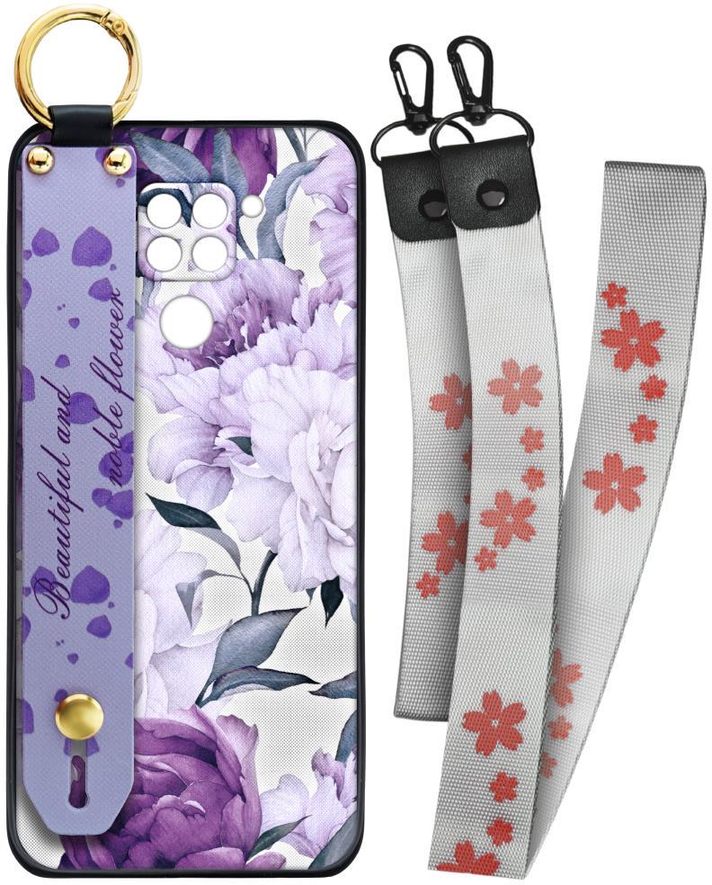 Чехол SHLab для Xiaomi Redmi Note 9 Beautiful Flower + два ремешка с карабином (25847)
