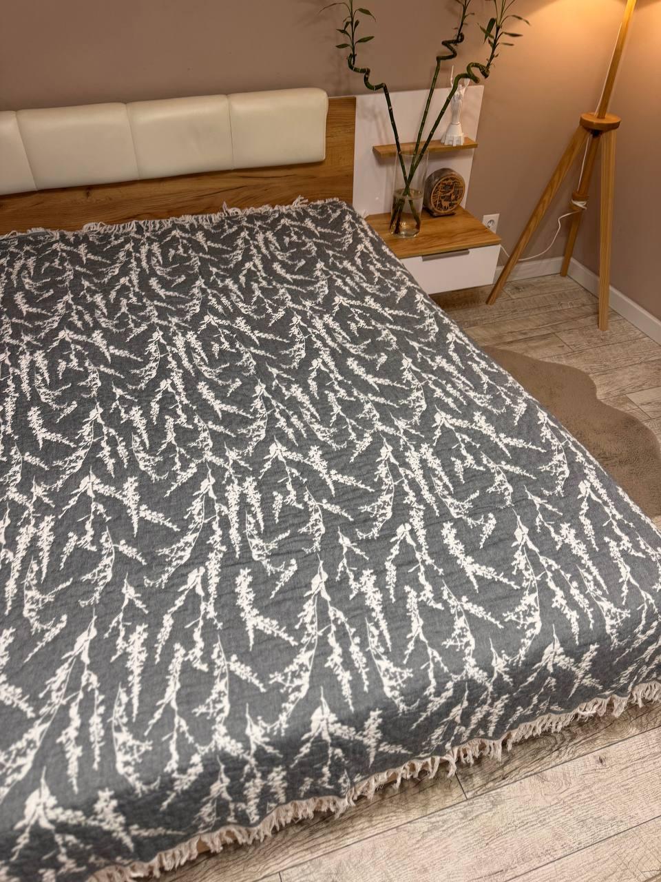 Плед хлопчатобумажный евро 200х230 см Графитовый (Д-muslin-2025-004-03) - фото 1 Плед хлопчатобумажный евро 200х230 см Графитовый (Д-muslin-2025-004-03) - фото 1