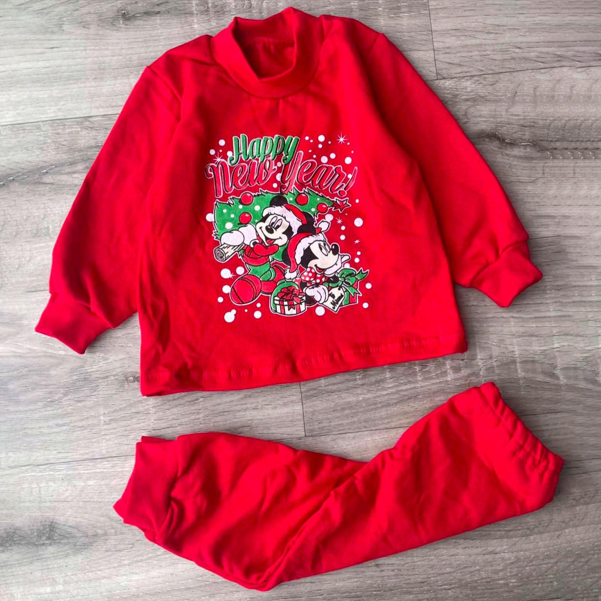 Піжама дитяча байкова Міккі Мінні Маус 74/80 см на 9-12 міс. Червоний (23465213)