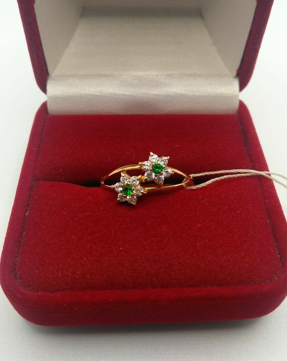 Кольцо золото 585° имитация изумруд 1,87 г р. 17,5 (к010640)