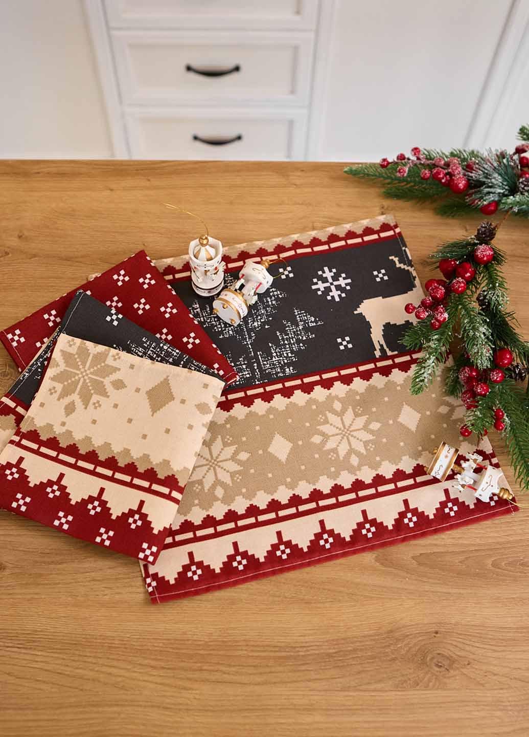 Салфетки Северные олени 4 шт. 35х35 см (пол435)