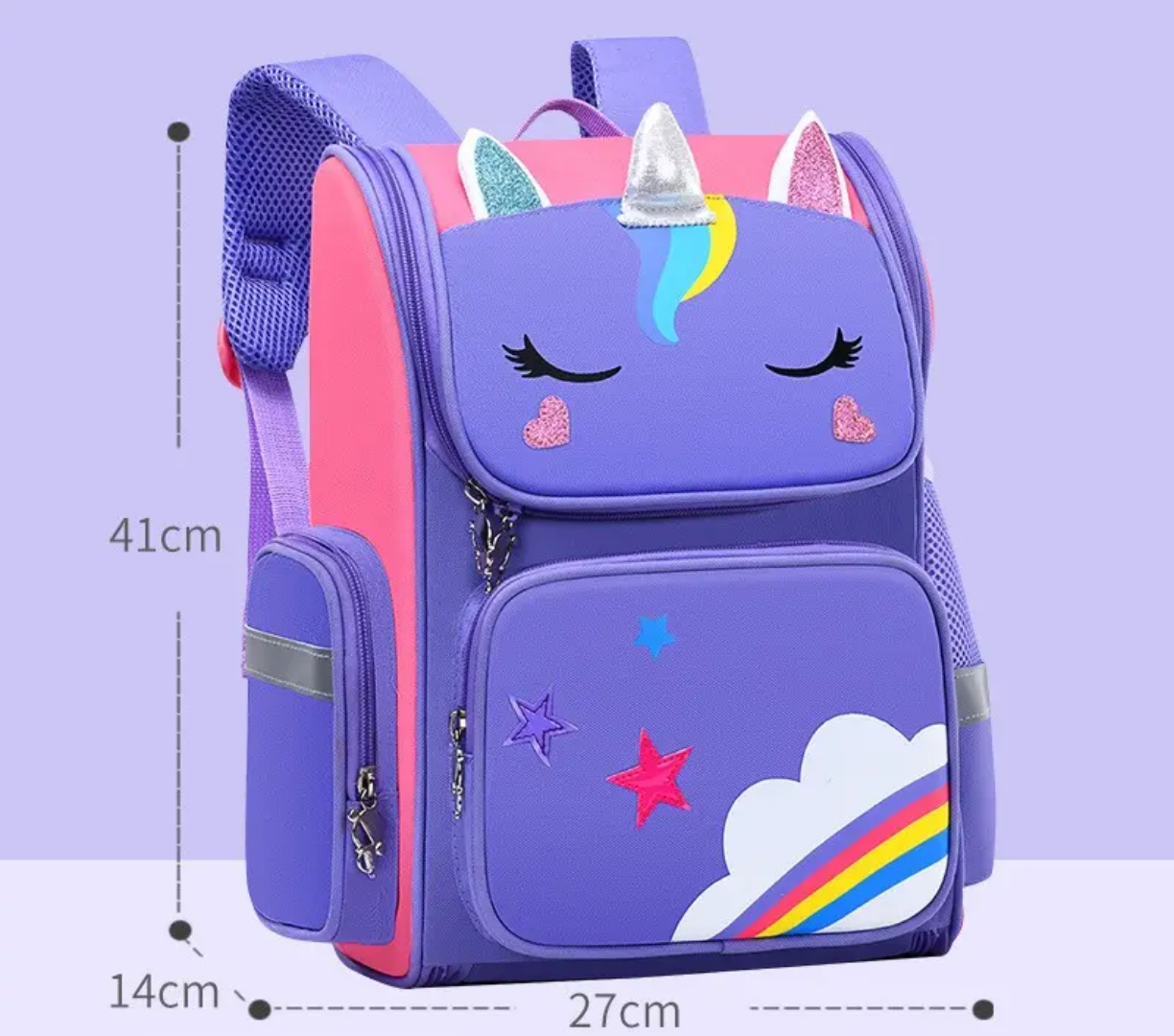 Школьный рюкзак с однорогом Purple Unicorn 41x24 см Фиолетовый - фото 2 Школьный рюкзак с однорогом Purple Unicorn 41x24 см Фиолетовый - фото 2