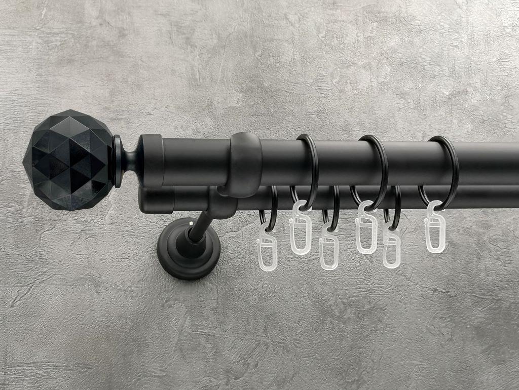 Карниз Quadrum Неро гладкая штанга двойной открытый 25/19 мм 200 см Черный