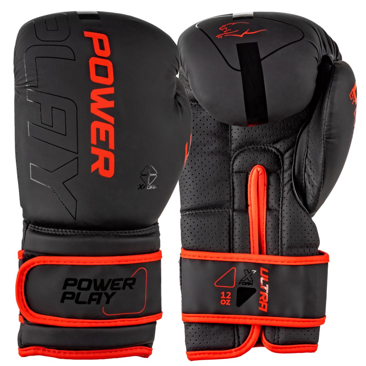 Боксерські рукавиці PowerPlay 3024 Ultra Mat 8 унцій Чорно-червоний (PP 3024 8oz Bl/Red)