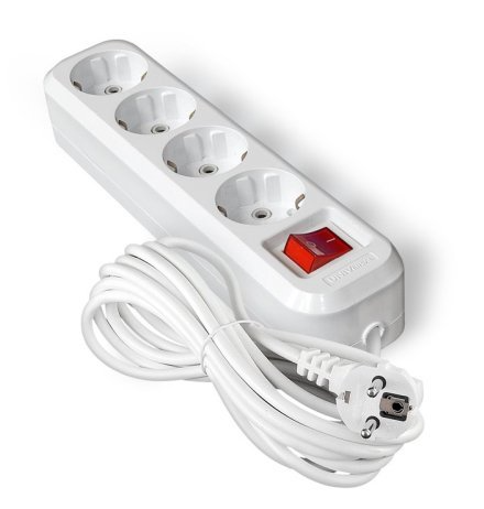 Подовжувач електричний Electro House 16А на 4 гнізда 5 м із заземленням з кнопкою (1889510264)