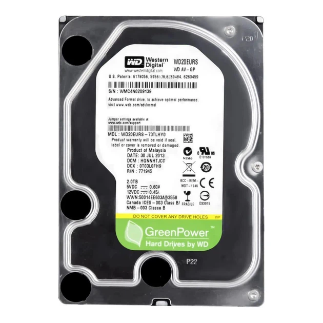 Жесткий диск Western Digital SATA HDD 2.0 TB WD AV-GP 5400rpm 64MB (36717669)