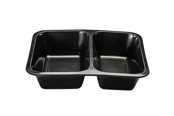 Ланч-бокс одноразовый двохсекционный Т-2 227x178x60 мм РР 25 шт. Черный (LB-0016)