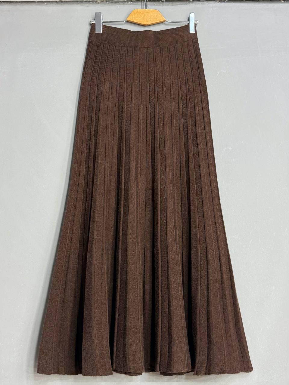 Юбка женская My fashion 8893 вязаная длинная макси плиссе трапеция OS Коричневый (5935)