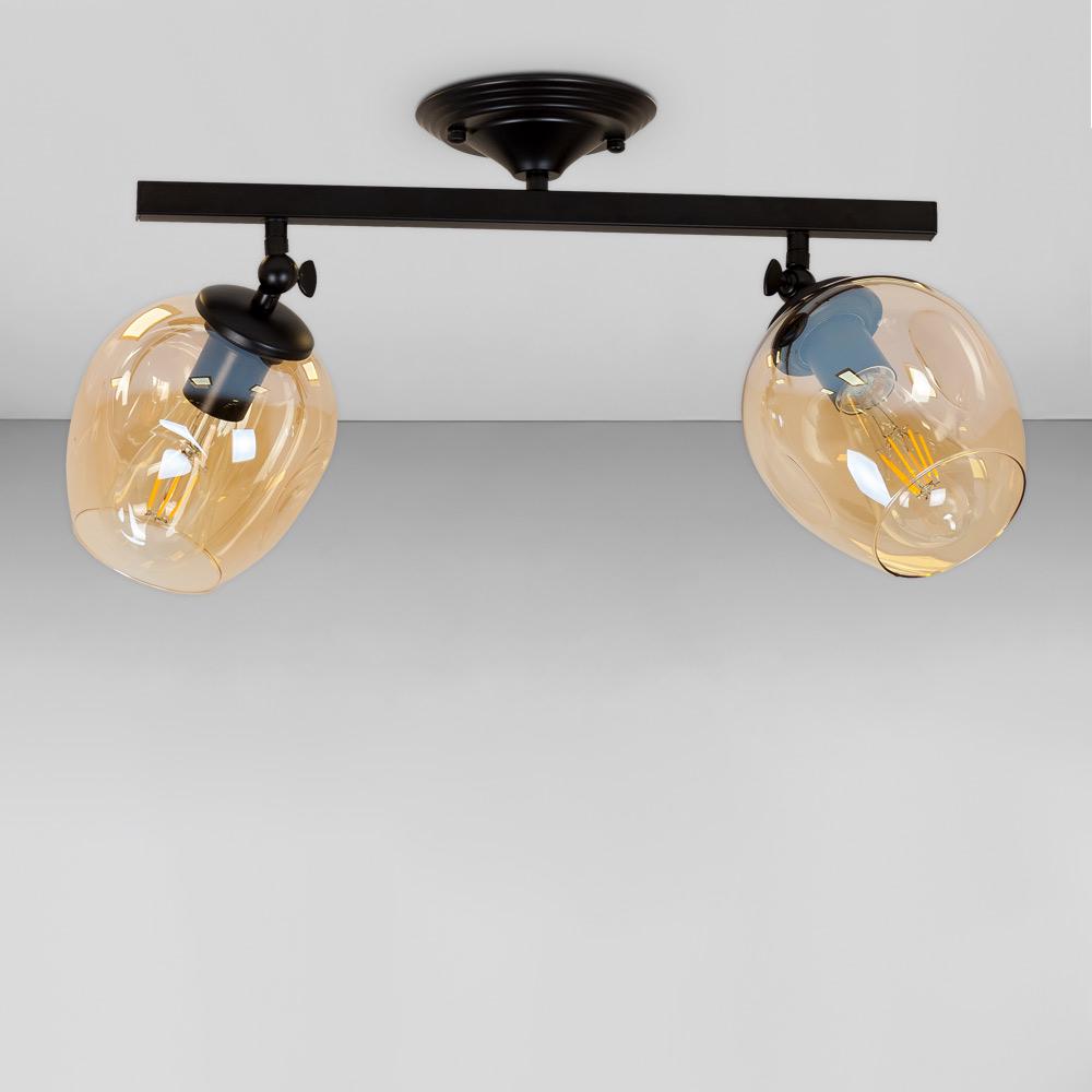 Люстра потолочная лофт Light House LS-18142F-2 BK/BR Черный/Янтарный