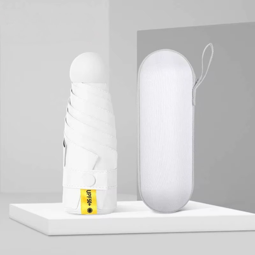 Зонт карманный от дождя/солнца мини в футляре механический 8 спиц Белый