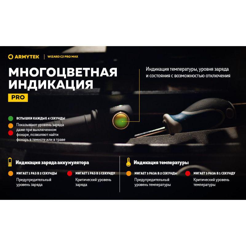 Ліхтар налобний Armytek Wizard Pro C2 Max XHP70.2 Magnet USB - фото 16