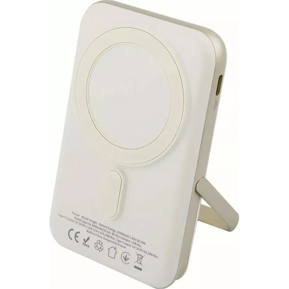 Повербанк беспроводной Proove Knight магнитный с подставкой и беспроводной зарядкой 20W 10000 mAh Beige (784780460)