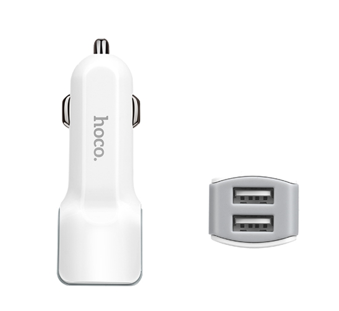 Зарядка в авто для телефона Hoco Z23 2 USB White (802036)