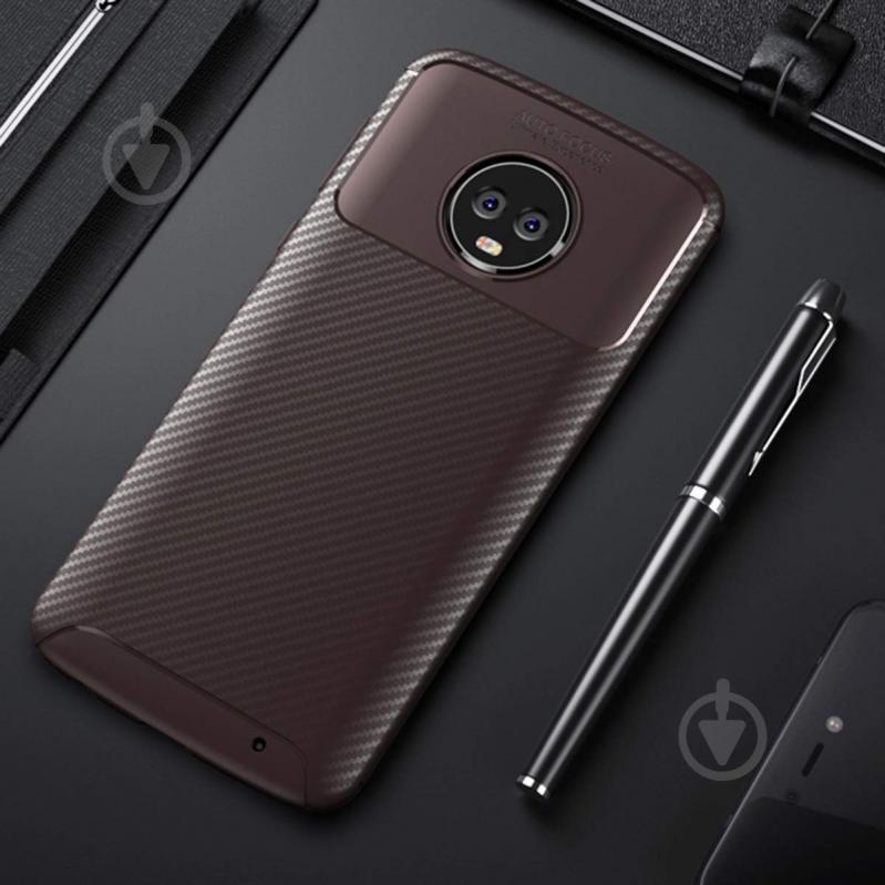 Чохол Carbon Case Motorola G6 Plus Коричневий (hub_SdiO92430) - фото 3