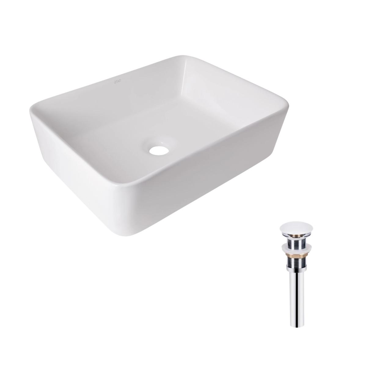 Раковина Qtap Tern накладная прямоугольная с донным клапаном PU02 480х370x135 мм White (2612632451)