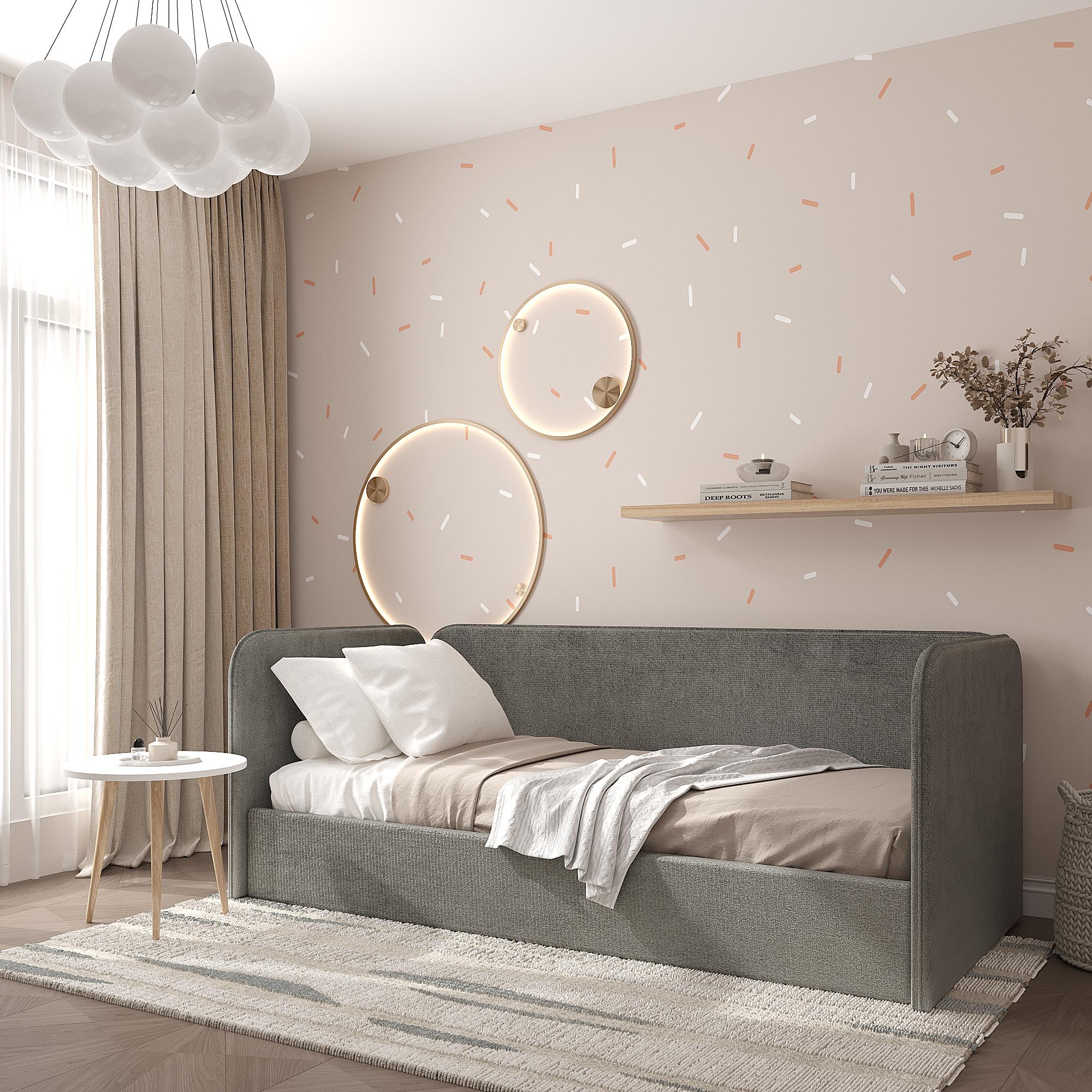 Кровать с ортопедическими ламелями КР-дет-М односпальная 800х2115х1040 мм Серый