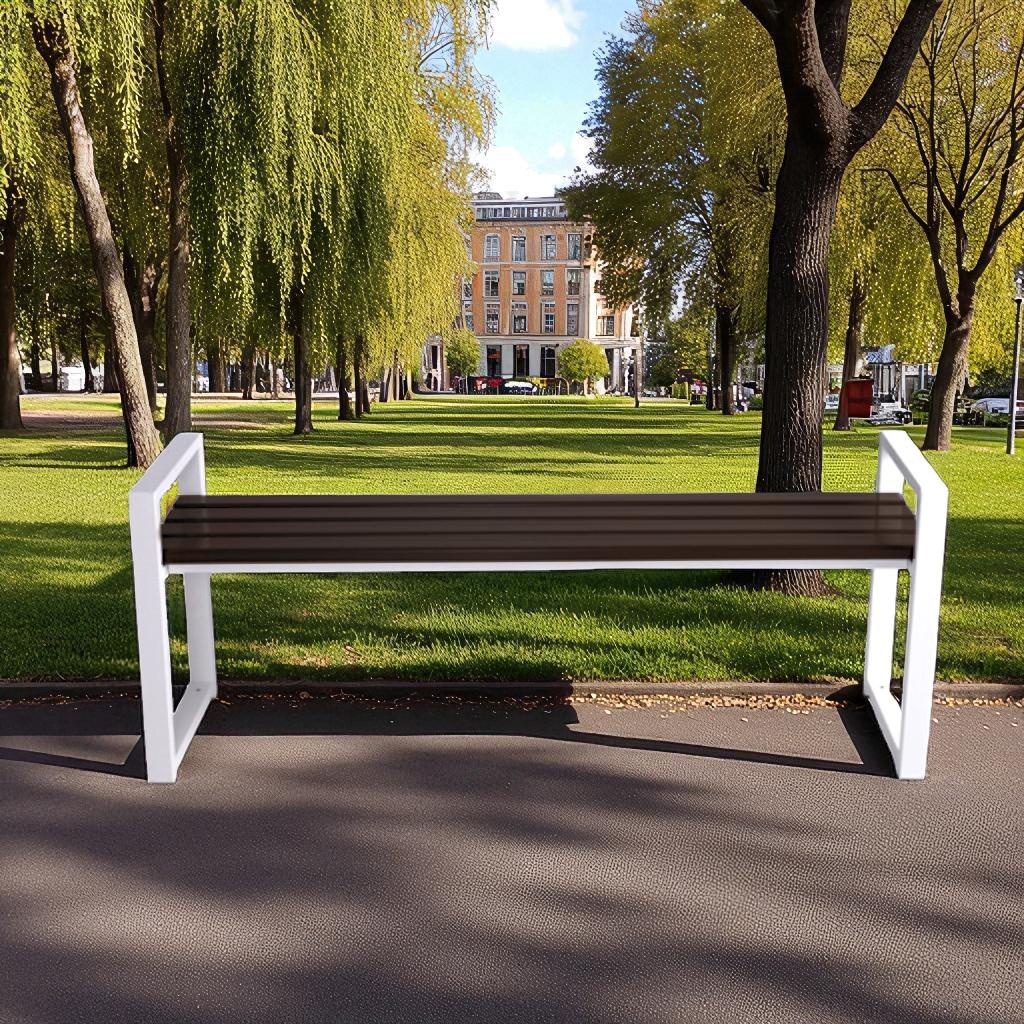 Лавка з ПВХ профілю ТОБІ ШО модерн без спинки 1514х598х415 мм Коричнево-Білий - фото 4