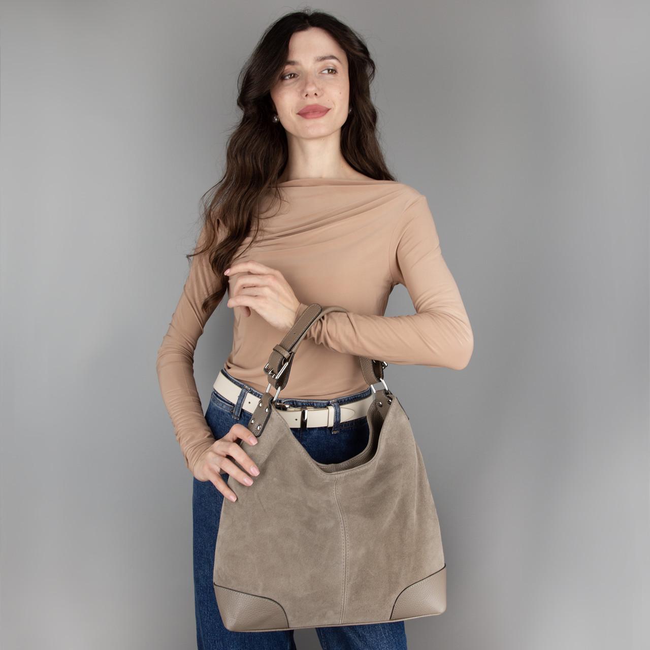 Сумка-шопер жіноча Virginia Conti 03735 замшева Темний тауп (2738280014) - фото 2 Сумка-шопер жіноча Virginia Conti 03735 замшева Темний тауп (2738280014) - фото 2