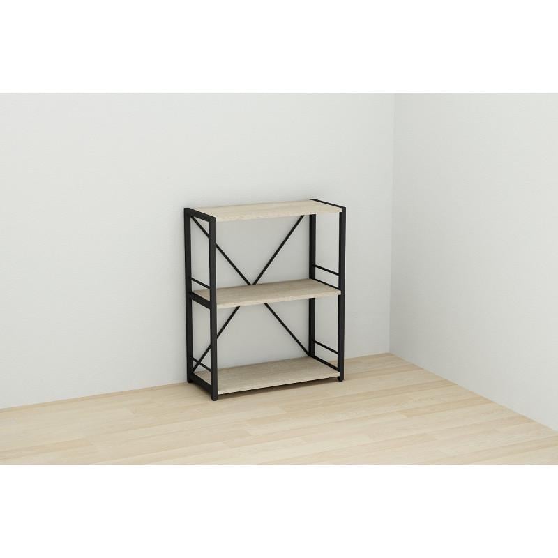 Етажерка Ferrum-decor Konekt 3/60 метал/ДСП Чорний/Дуб сонома (FRD-104257) - фото 2 Етажерка Ferrum-decor Konekt 3/60 метал/ДСП Чорний/Дуб сонома (FRD-104257) - фото 2