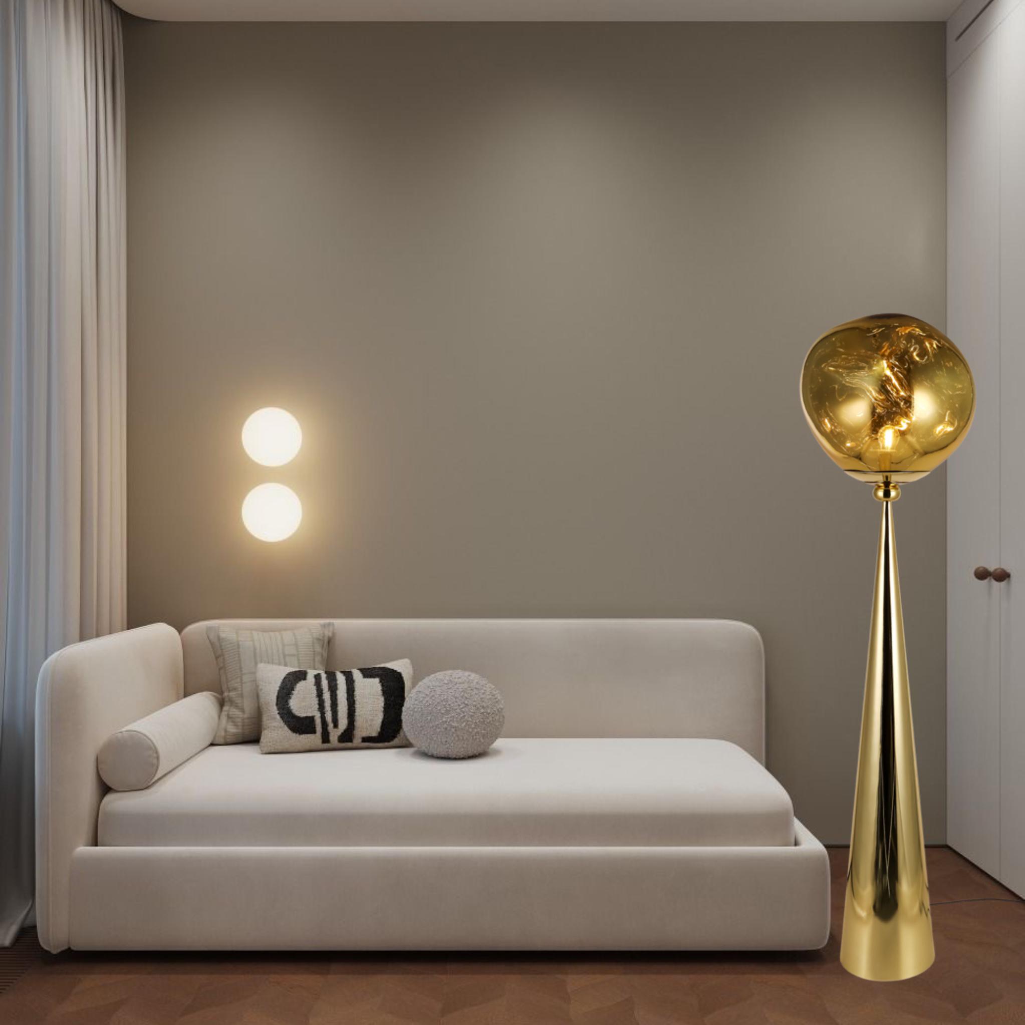 Торшер дизайнерський Melt з плафоном 38 см Золотистий (93-F01-1) - фото 3 Торшер дизайнерський Melt з плафоном 38 см Золотистий (93-F01-1) - фото 3