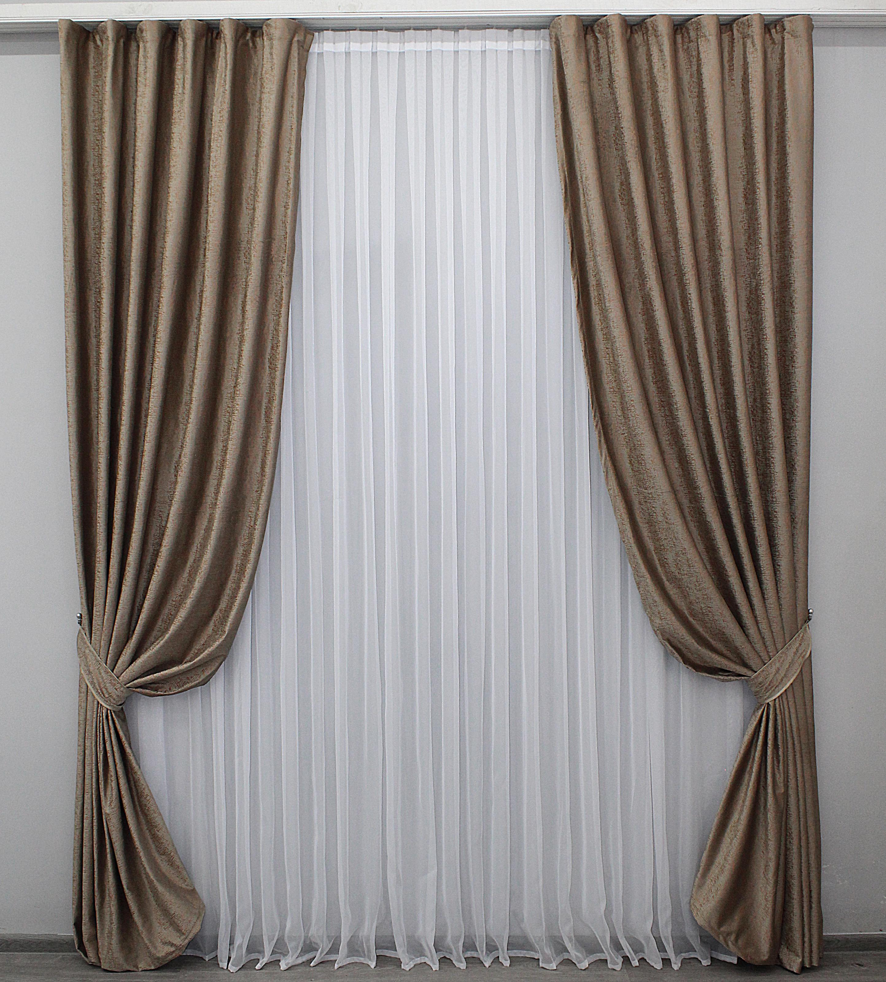 Комплект штор VR-Textil № 1129ш бархат 150х270 см 2 шт. Какао/Терракотовый (30-940)