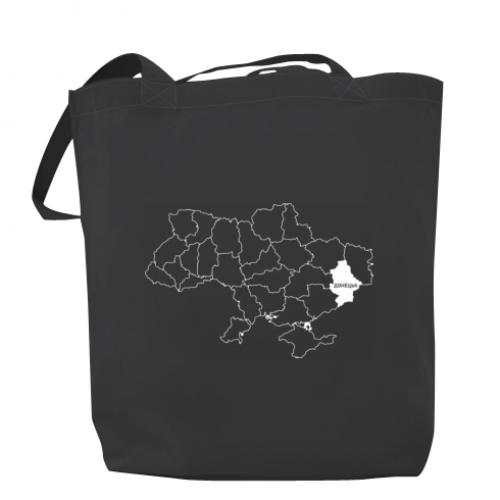 Шопер Донецьк на мапі України 37х41 см Темно-сірий (15386697-28-191576) - фото 1 Шопер Донецьк на мапі України 37х41 см Темно-сірий (15386697-28-191576) - фото 1