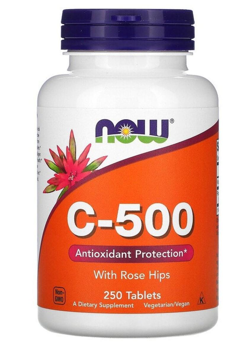 Витамин C NOW Foods Vitamin C-500 Rose Hips 250 Tabs - фото 1