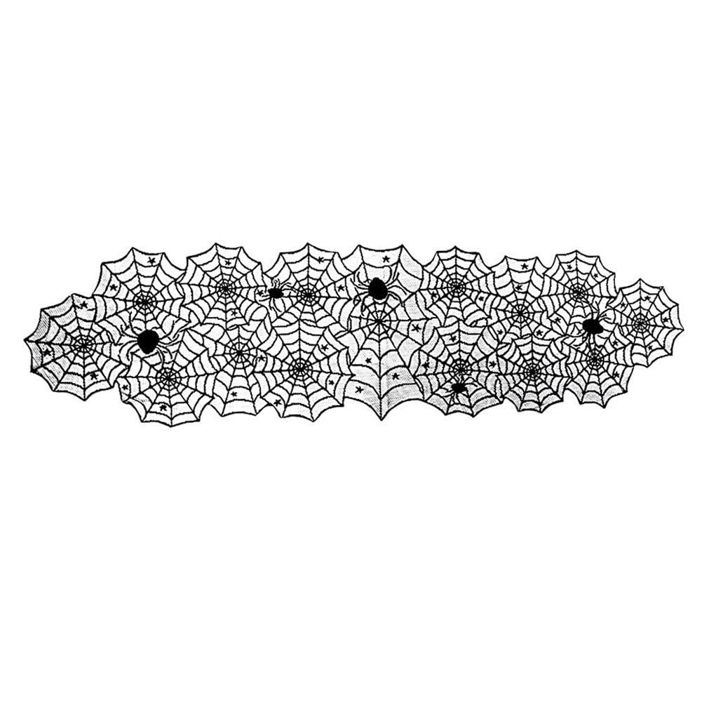 Декор на Хэллоуин скатерть Паутина с пауками 183х46 см Черный (6915)