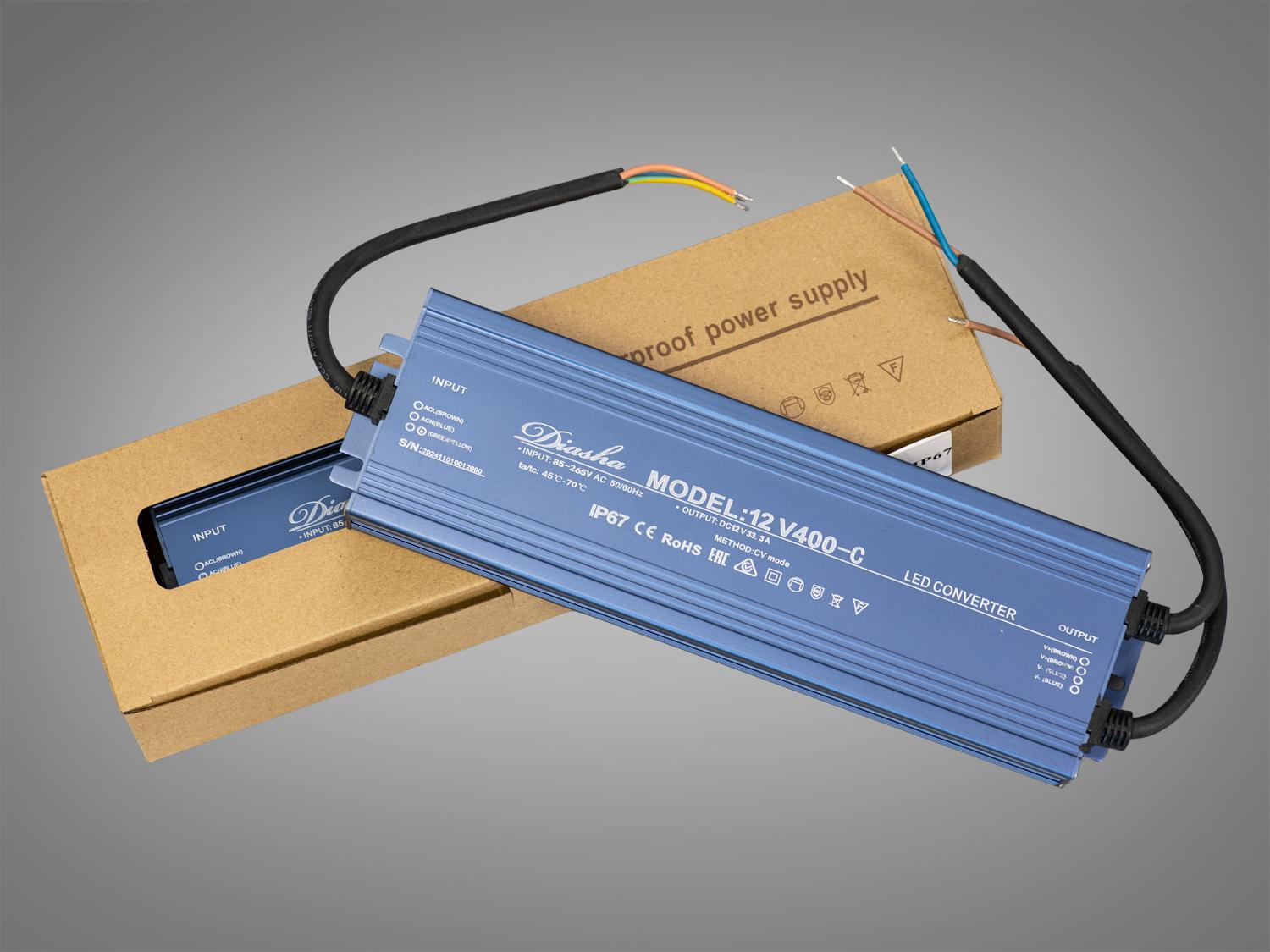 Блок питания для подключения LED ленты 12 В 400 Вт 33,3А (NP-12 В-400w-IP67)